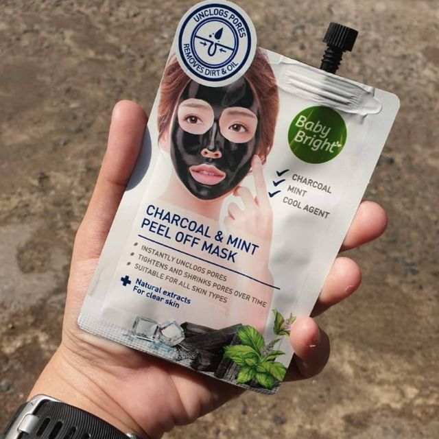 Натуральная маска-пленка для лица с углем и мятой Baby Bright Charcoal & Mint Peel Off Mask 10 гр. Таиланд