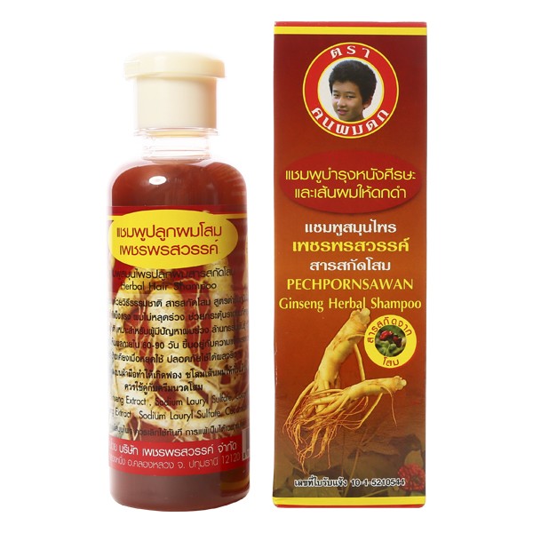 Тайский лечебный восстанавливающий шампунь для волос с женьшенем PECHPORNSAWAN