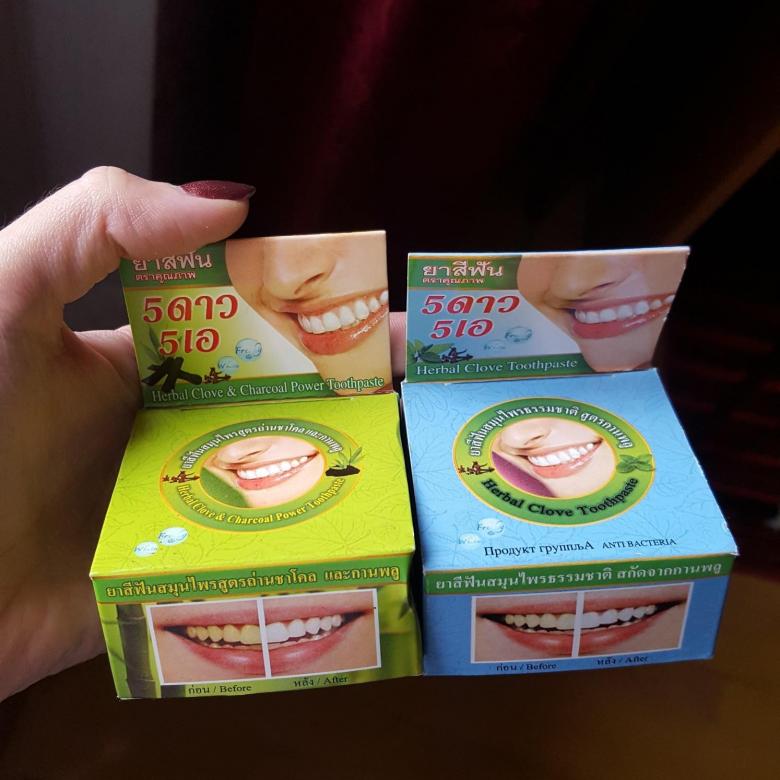 Круглая отбеливающая зубная паста из Тайланда с Бамбуковым Углем 5 STAR 5A Herbal Clove & Charcoal Power Toothpaste купить в Москве и Московской области.