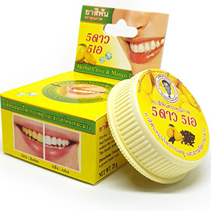 Натуральная Отбеливающая зубная паста с экстрактом Манго 5Stars5A Thai Herbal Clove & Mango Toothpaste 25 гр. Таиланд