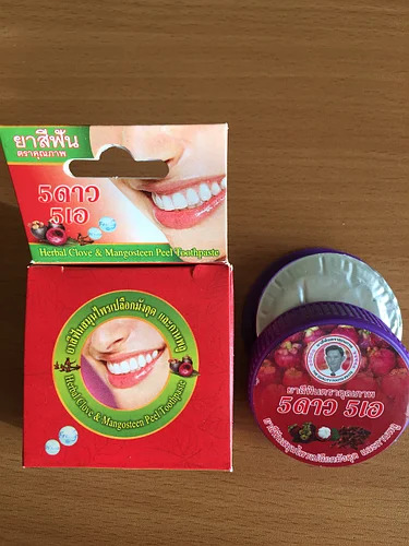 Натуральная зубная паста из Таиланда экстракт гвоздики и кожуры Мангостина 5Star5A Herbal Clove & Mangosteen Peel Toothpaste 25 г.