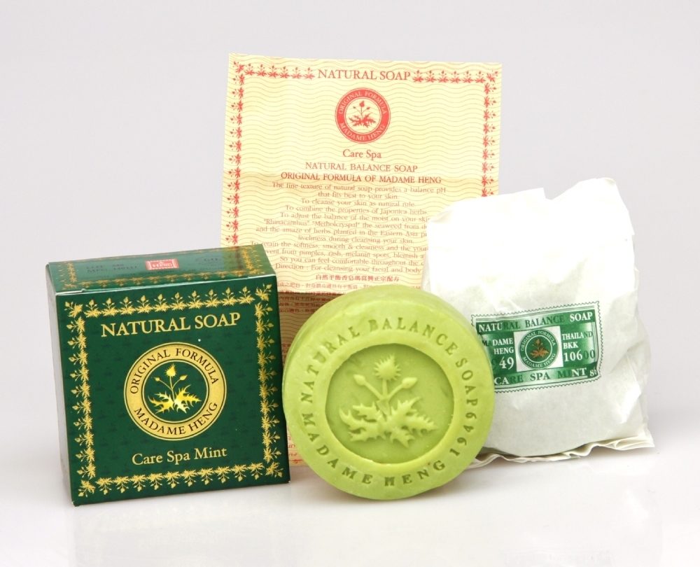 Натуральное мыло из Таиланда Мадам Хенг спа-уход с Мятой Madame Heng Natural Soap Care Spa Mint 50 гр. Таиланд. madame-heng-soap-mint