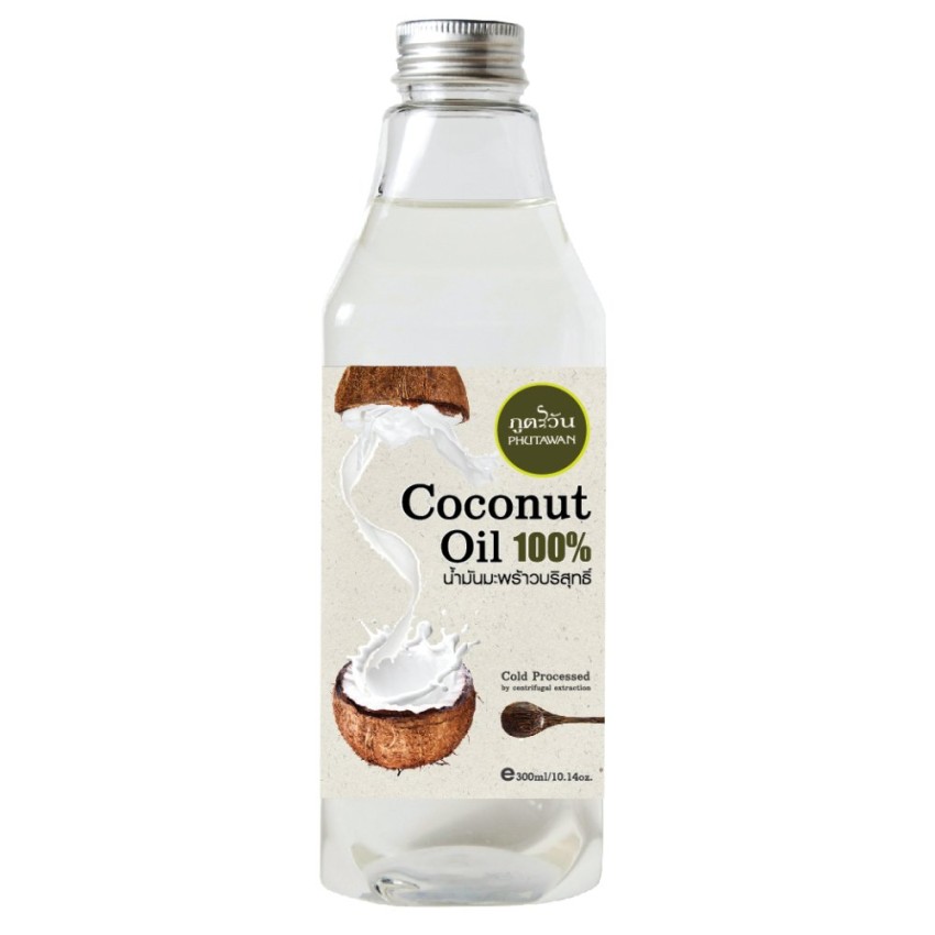 Натуральное Тайское кокосовое масло 100% холодного отжима Phutawan Coconut Oil 500 ml.