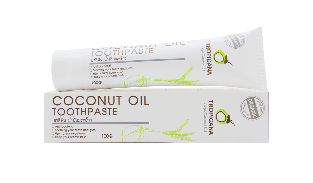 Тайская зубная паста сделанная на основе органического кокосового масла Tropicana Coconut Oil Toothpaste 100 гр. TPO-COCONUT-OIL-TOOTHPASTE-100G