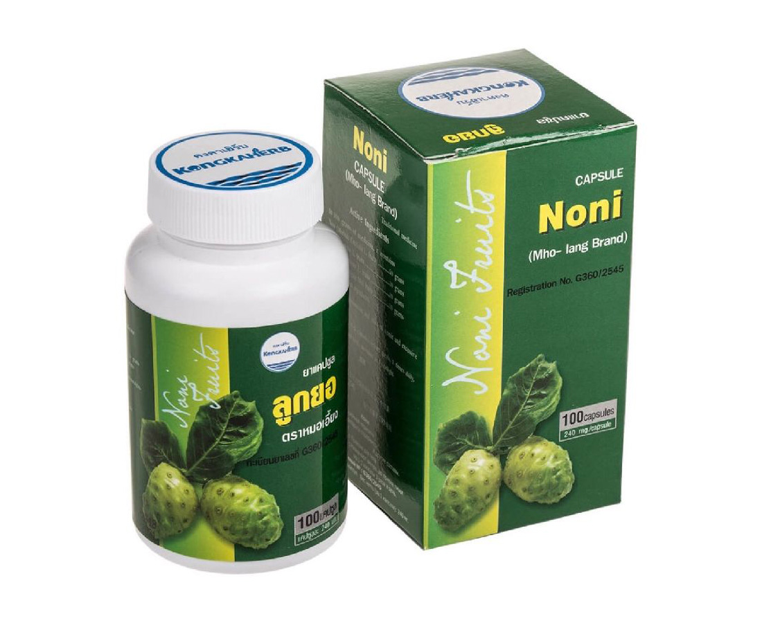 Тайские травяные капсулы Нони для иммунитета Kongka Mho - Lang Brand Noni Capsule 100 капсул