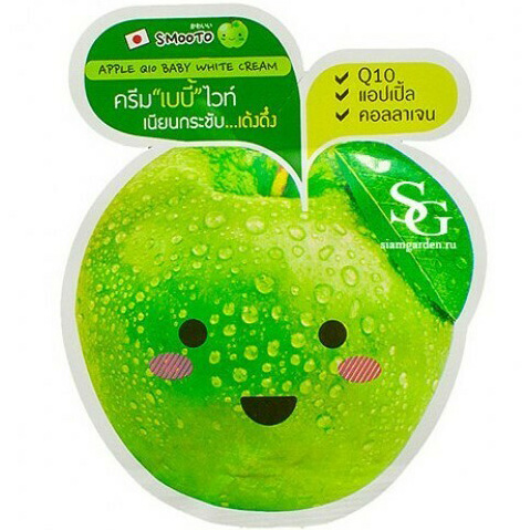 Тайский питательный крем для лица с яблоком Smooto Apple Q-10 Baby White Cream 10 мл
