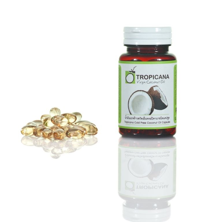Тайское 100% натуральное кокосовое масло в капсулах Tropicana Virgin Coconut Oil 60 capsules.OZBM