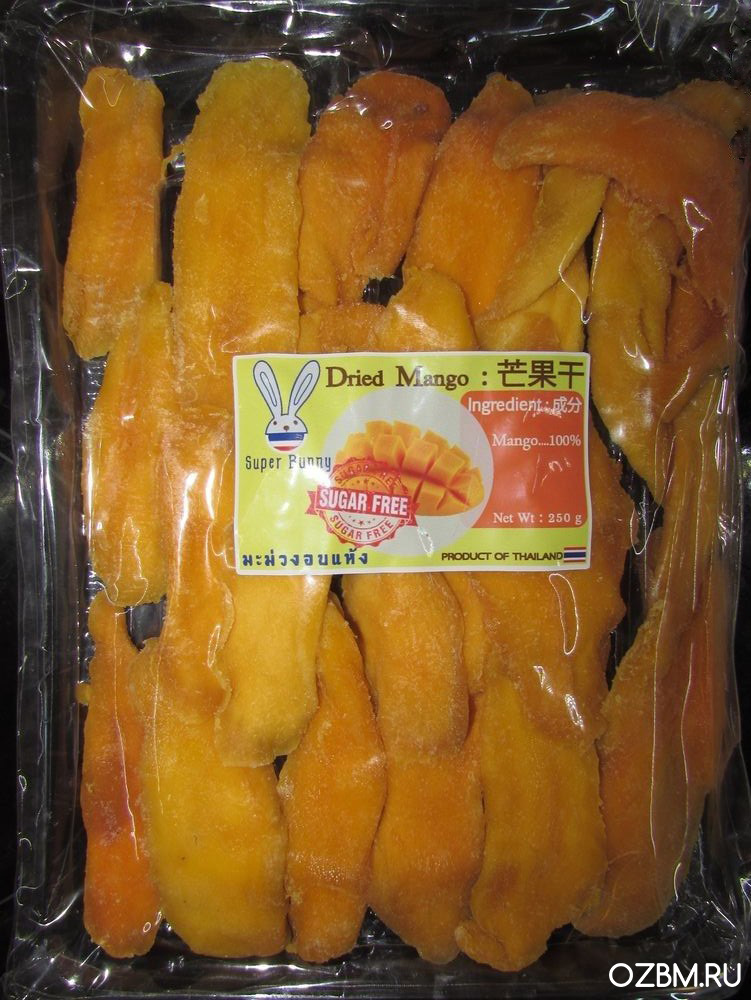 Тайское сушеный манго 2% сахара Super Bunny Dried Mango 230 гр. манго сушеный из Тайланда