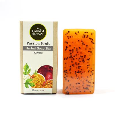Травяное Тайское мыло ручной работы Маракуйя Phutawan HERBAL SOAP BAR Passion Fruit 120 гр.